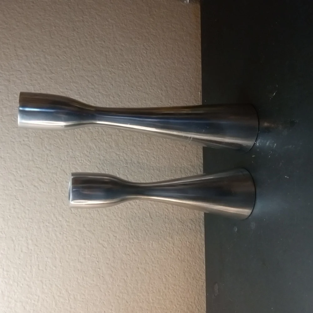 GORGEOUS Pair of Graduated West Elm Sculptural Candle Holders.